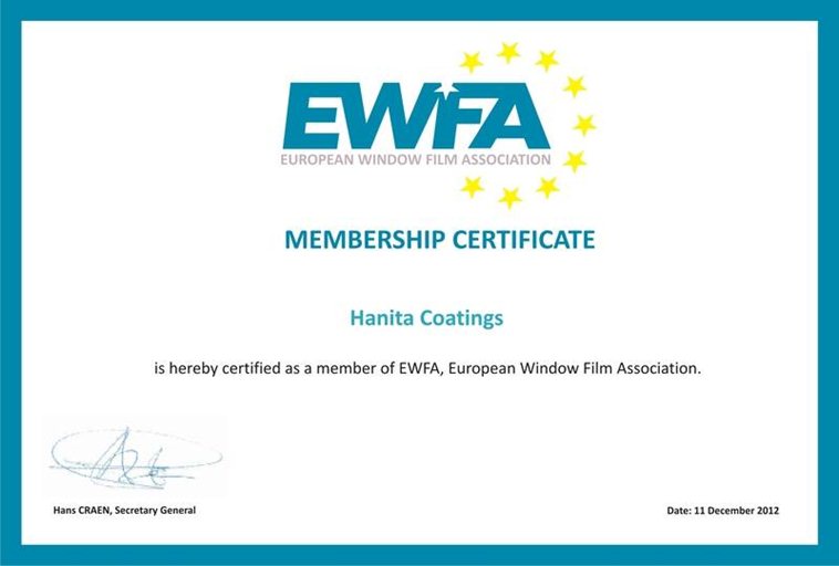 Chứng nhận của Hiệp hội phim cách nhiệt châu Âu (EWFA)