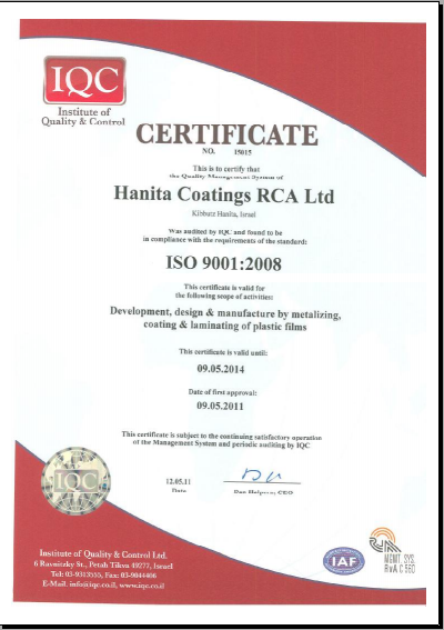  Chứng nhận chất lượng sản phẩm của EWFA với nhà sản xuất HanitaCoatings